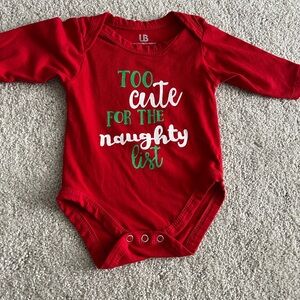 Like new Too cute for the naughty list Christmas onesie